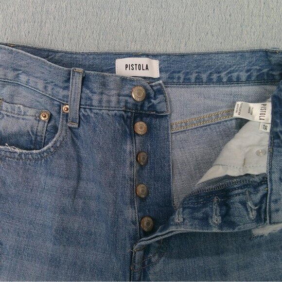 Pistola Jeans Womens 26 Charlie High Rise Distressed Light Wash Button Fly - Picture 7 of 11